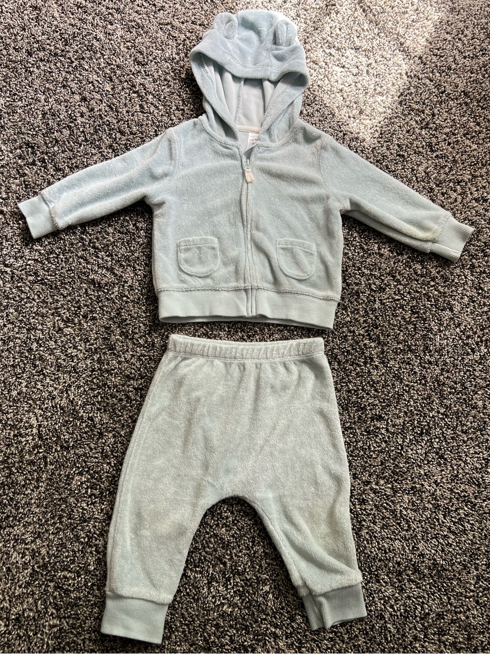 CARTERS Baby Boy Blue Terry Bear Hoodie And Pant Set